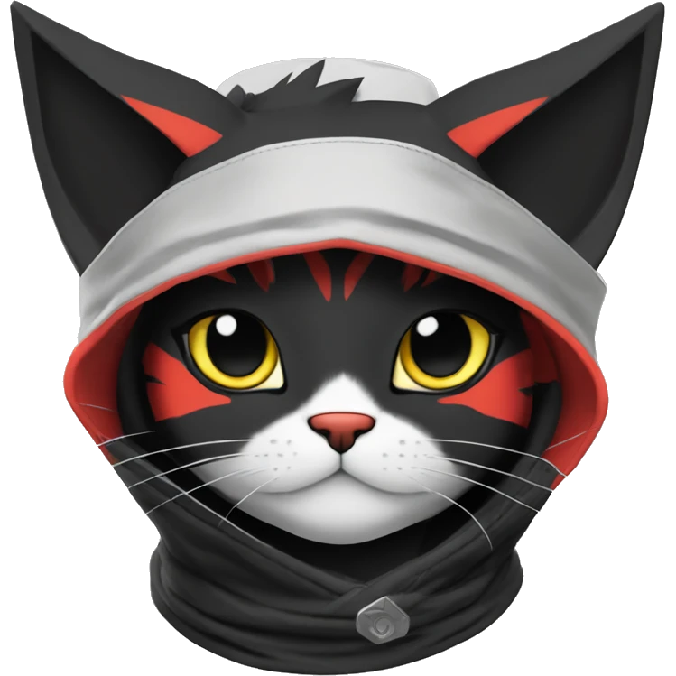 Edgy Shy Anthro Samurai cool pretty dark Litten-Pokémon-cat-fursona-animal techwear bandana emoji