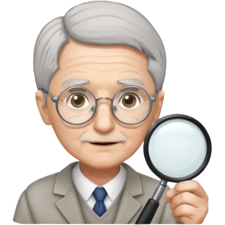 Elder + magnifier, Library Visitor. emoji