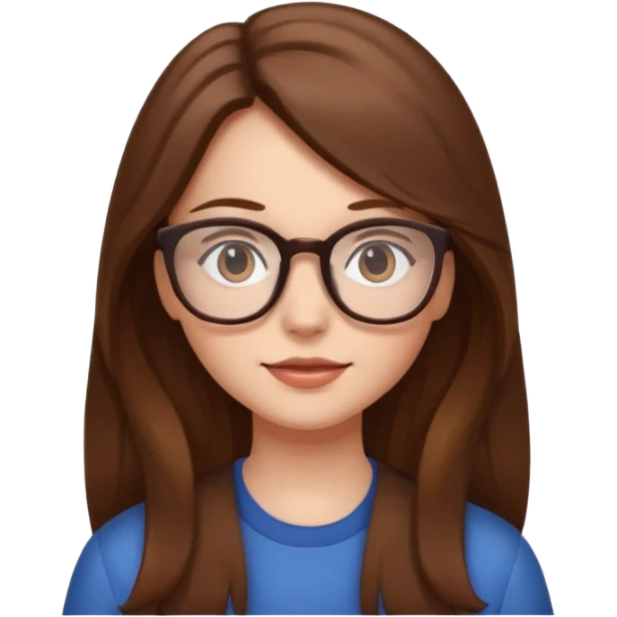 Girl with glasses and long brown hair emoji