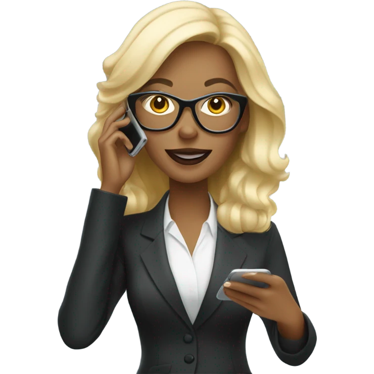 Glamorous Blonde woman wearing glasses calling on cell phone emoji