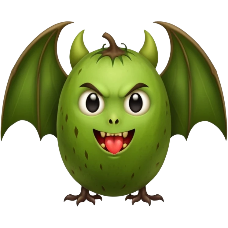 Kiwi fruit with vampire face and bat wings  emoji
