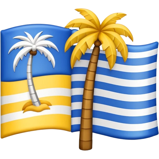 flag with three vertical stripes blue white yellow and a palm tree emblem in the middle stripe in Apple emoji style emoji