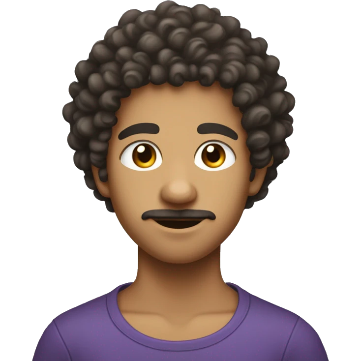 Curly hair lightskin teenager with a very little moustache and  a very little beard  emoji