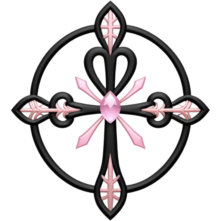Black spiderwebs with light pink ankh  emoji