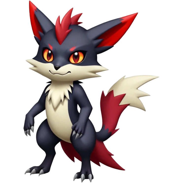 Vampiric feral emo dark Zangoose-Litten-Noibat-Fakémon-hybrid-creature (full body) emoji