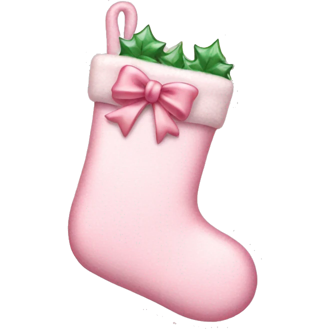 pastel pink Christmas stocking with bow emoji