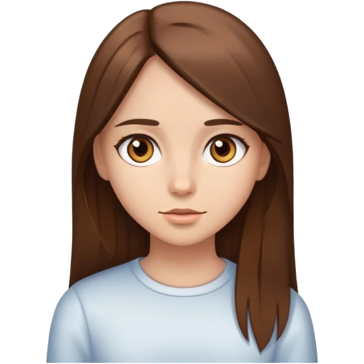 Long straight and brown hair, brown eyes girl emoji