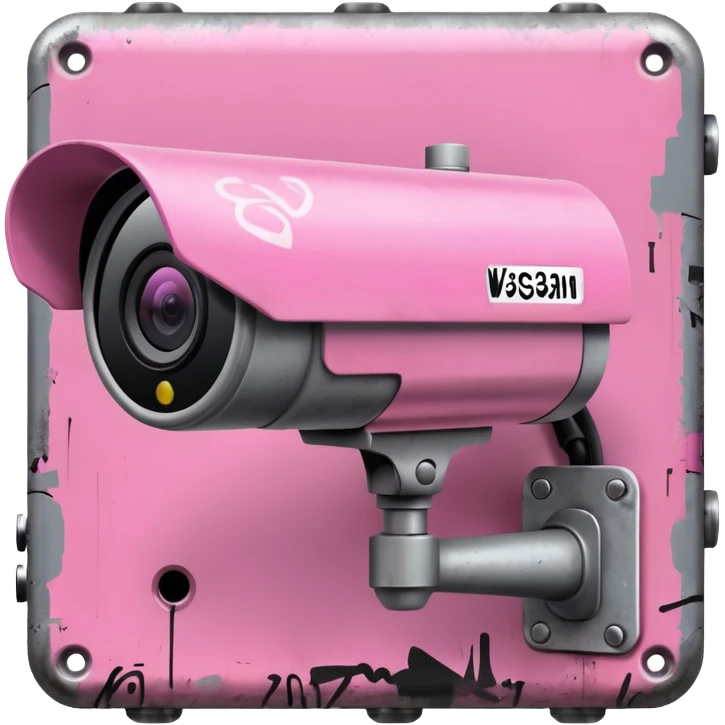 Security Camera pink with graffity emoji