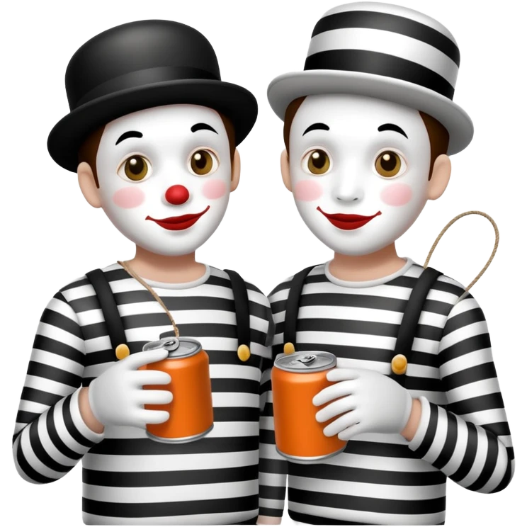 2 mimes talking with a can on a string between them emoji