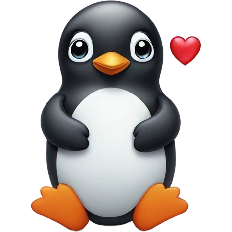Cute baby penguin with heart in his hand emoji
