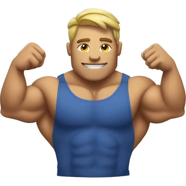 A weightlifter with muscles and thumbs, showing his whole body with a "thumbs up" gesture emoji