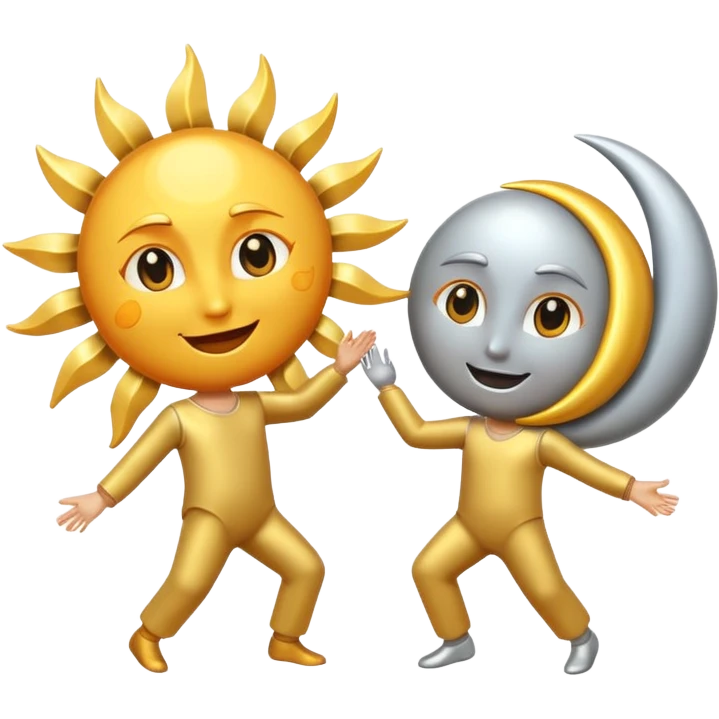 The sun and The moon dancing  emoji