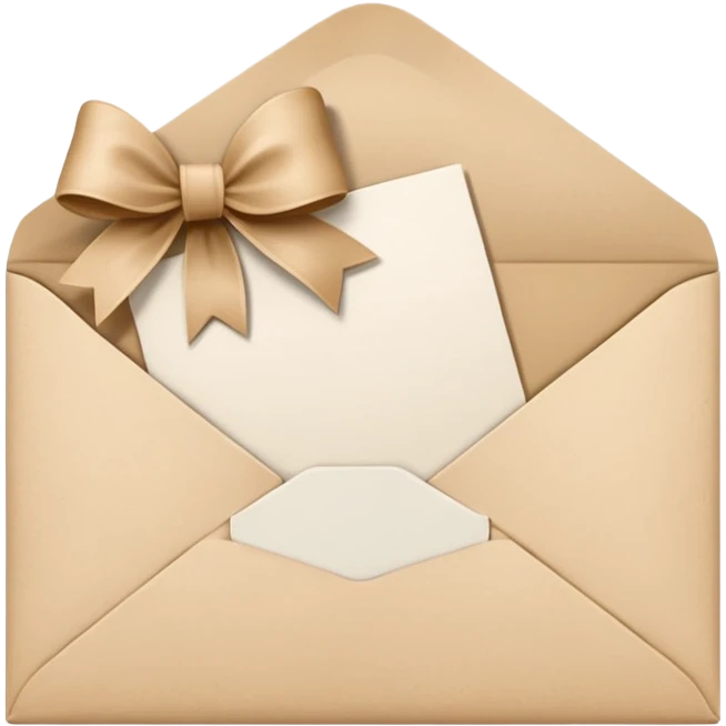 an open beige envelope with a bow with a letter sticking out of it emoji