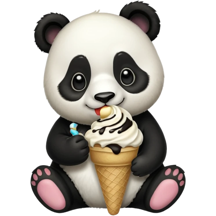 Panda eating ice cream emoji