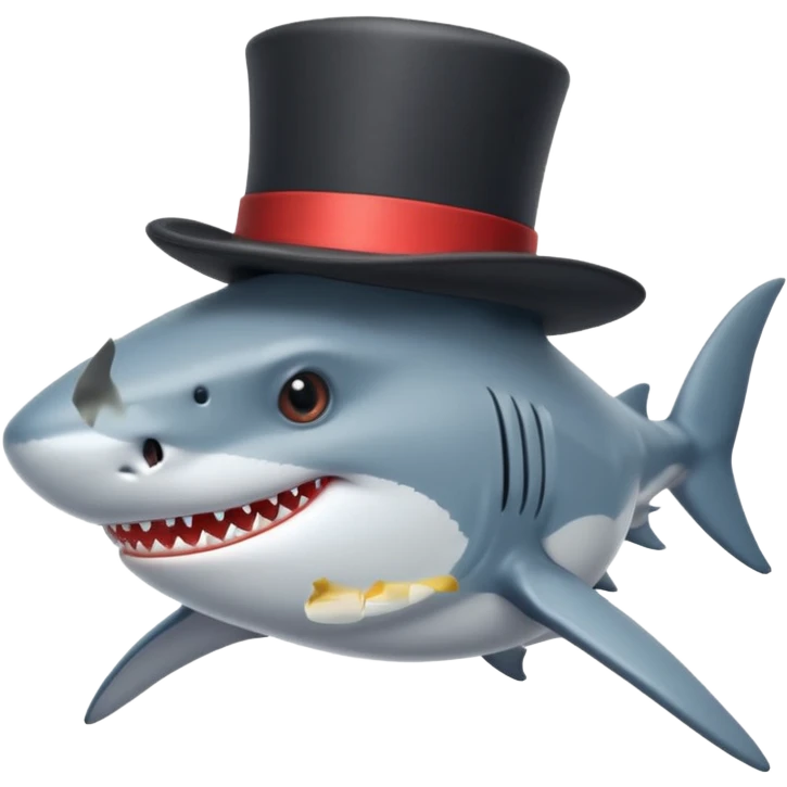 Shark with a top hat emoji