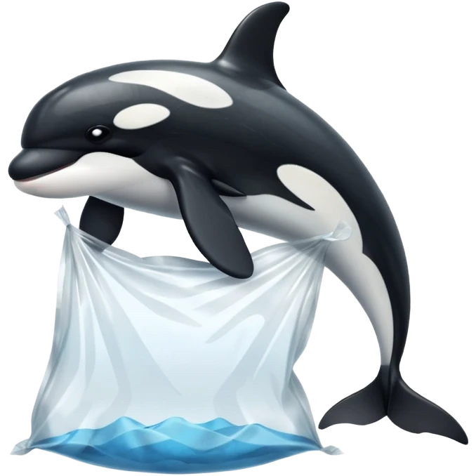 orca stuck in plastic waste bag emoji