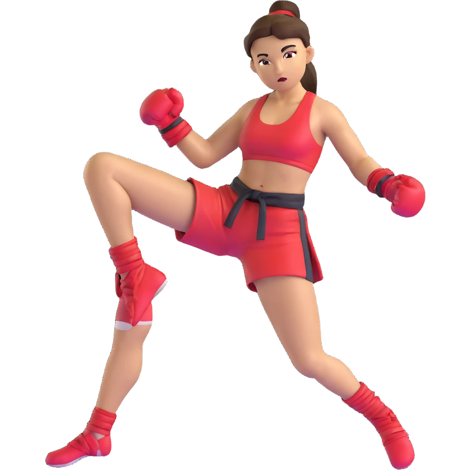 female kickboxer in action pose emoji
