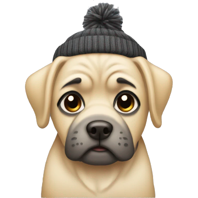 Mops wearing a beanie emoji