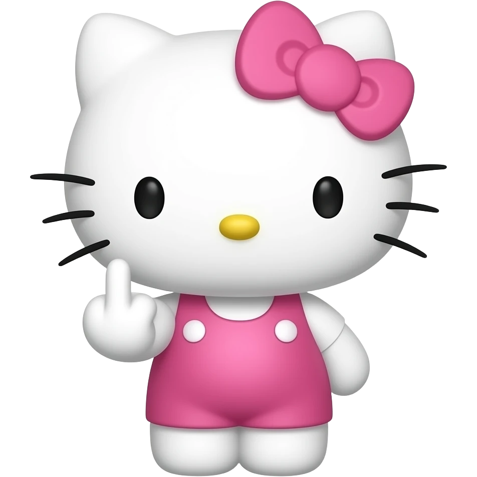 pink Hello Kitty is giving the middle finger (fuck) emoji