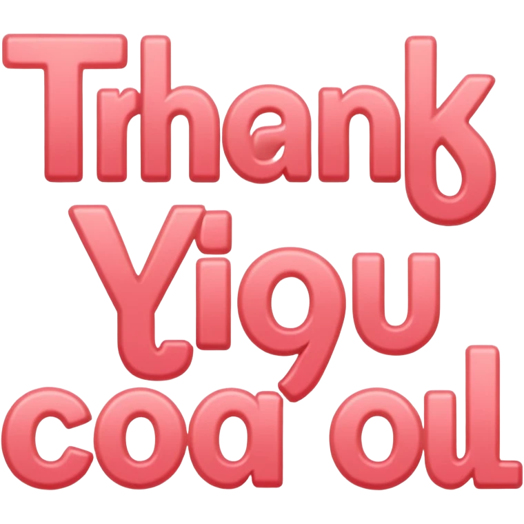 the words "thank you" in coral pink emoji