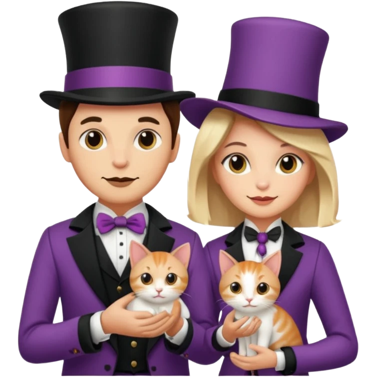 magician couple and their pet cat emoji