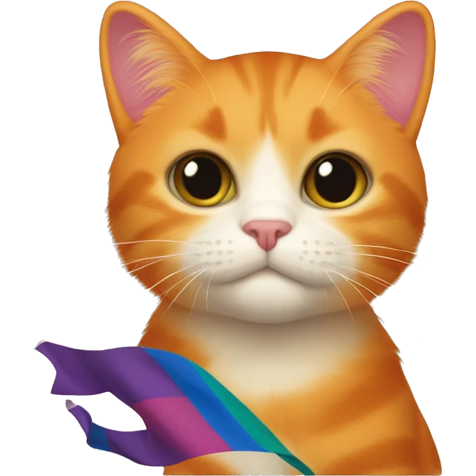 Orange cat holding the “bear” pride flag emoji