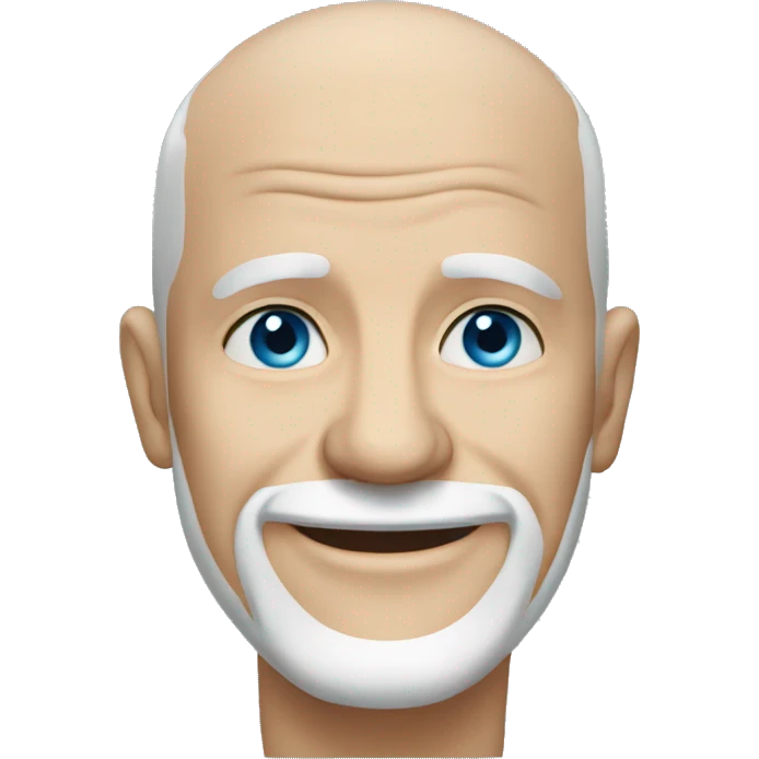 old bald smiling man clean shaven blue eyes emoji