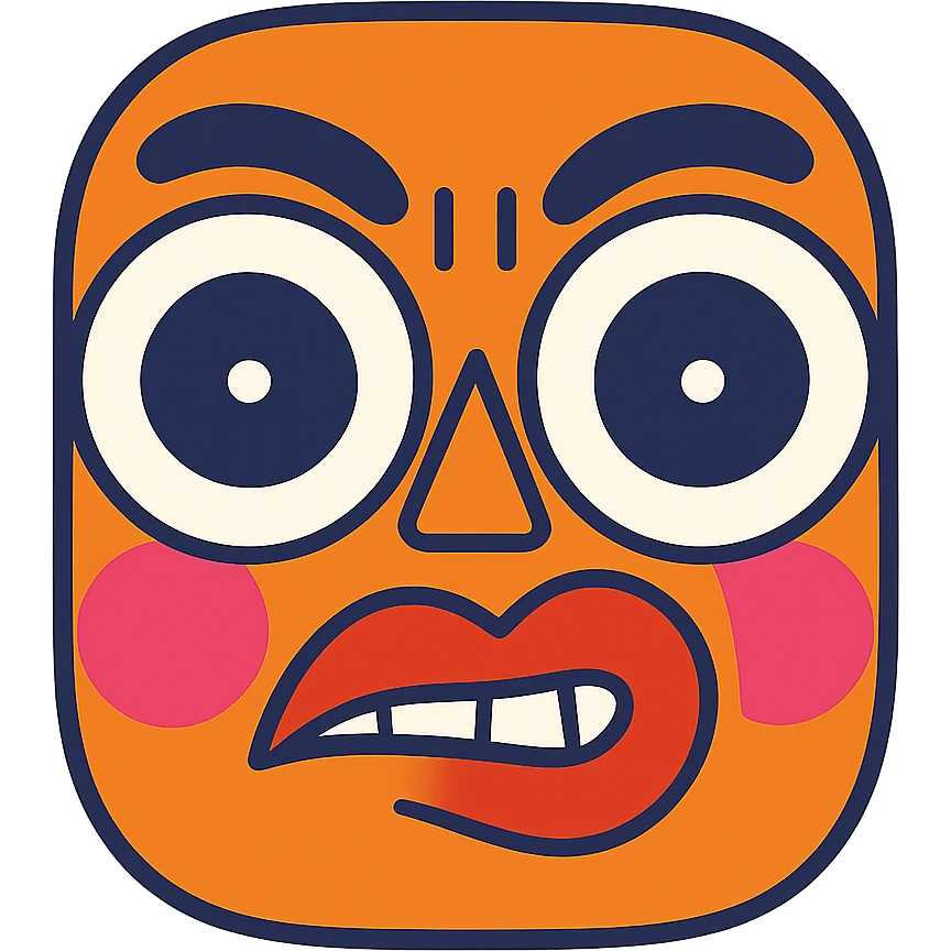 face with big creepy eyes, lip biting emoji