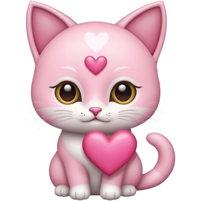 GATITA ENAMORADA CON UN MOÑO CON OJOS DE CORAZON  emoji