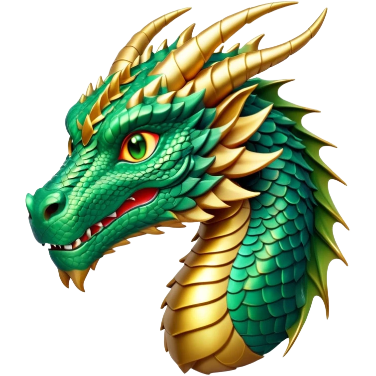 cinematic-noble-dragon-portrait-emoji,-poised-and-majestic,-with-a-sinuous,-elongated-body-covered-in-intricately-detailed,-shimmering-scales-in-hues-of-emerald-and-gold,-and-piercing,-fiery-eyes-that-reflect-ancient-wisdom; emoji