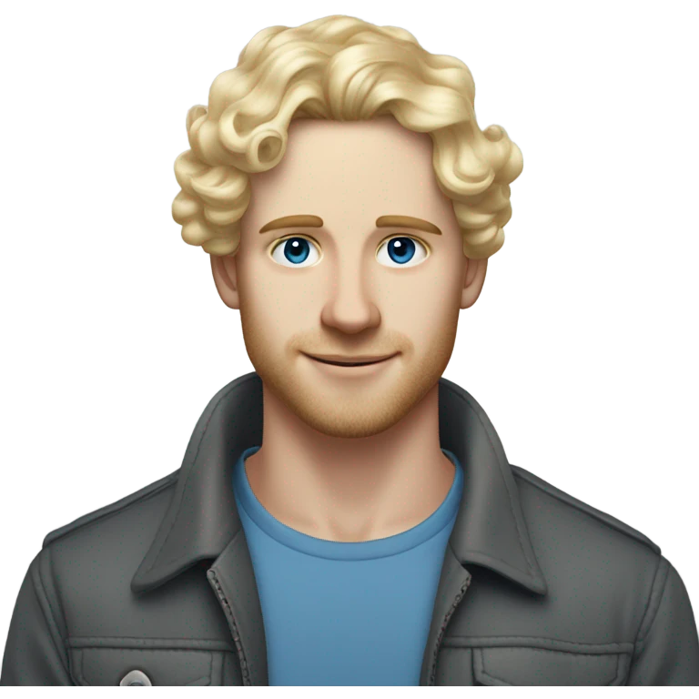 3/4 profile light curl blonde 30yo man blue eyed pale skin emoji