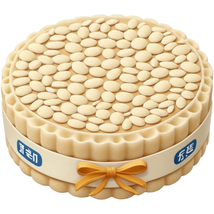 A round puffed rice cake, flat disc shape, light beige/off-white color, bumpy textured surface showing compressed puffed rice grains, crispy appearance, simple flat design, centered on transparent background. emoji