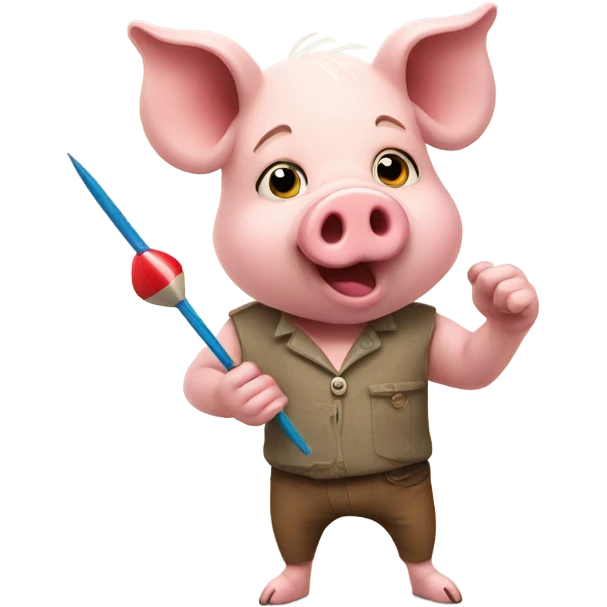 Cute pig playing darts emoji