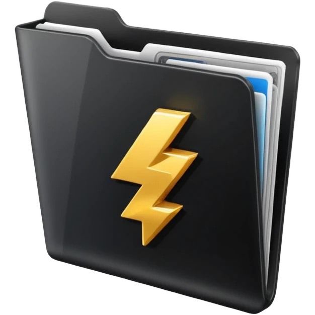 black folder flash file with a finances logo
 emoji