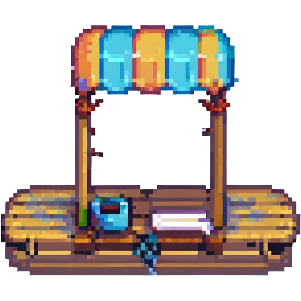 a pontoon, pixel art style emoji