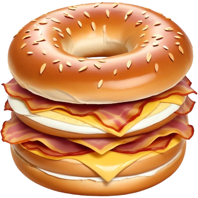 Eine extrem riesige Menge an Bacon auf einem Bagel emoji