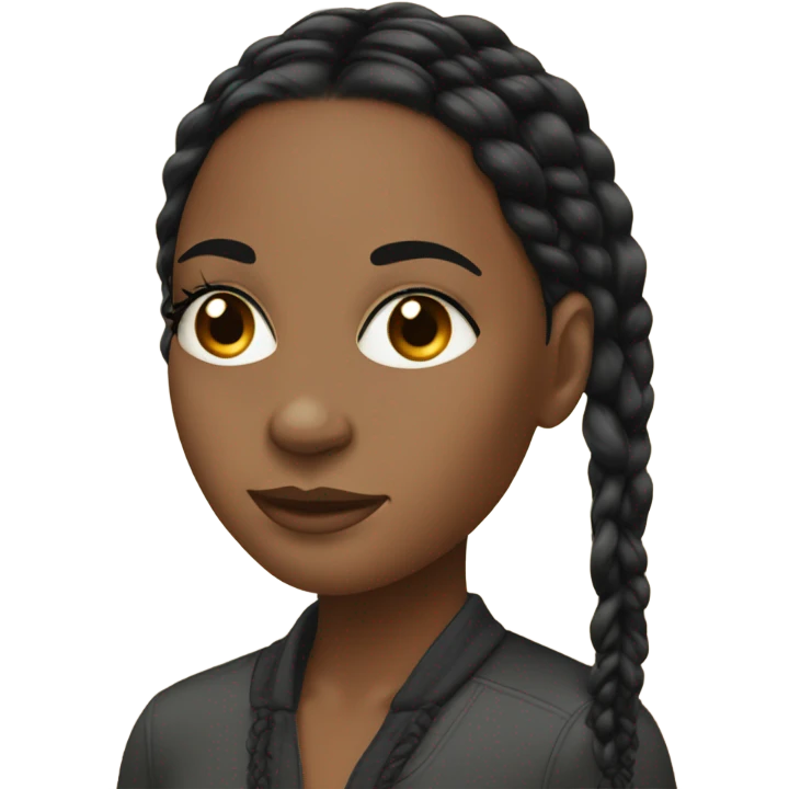 black woman with long black straight braids and lashes emoji