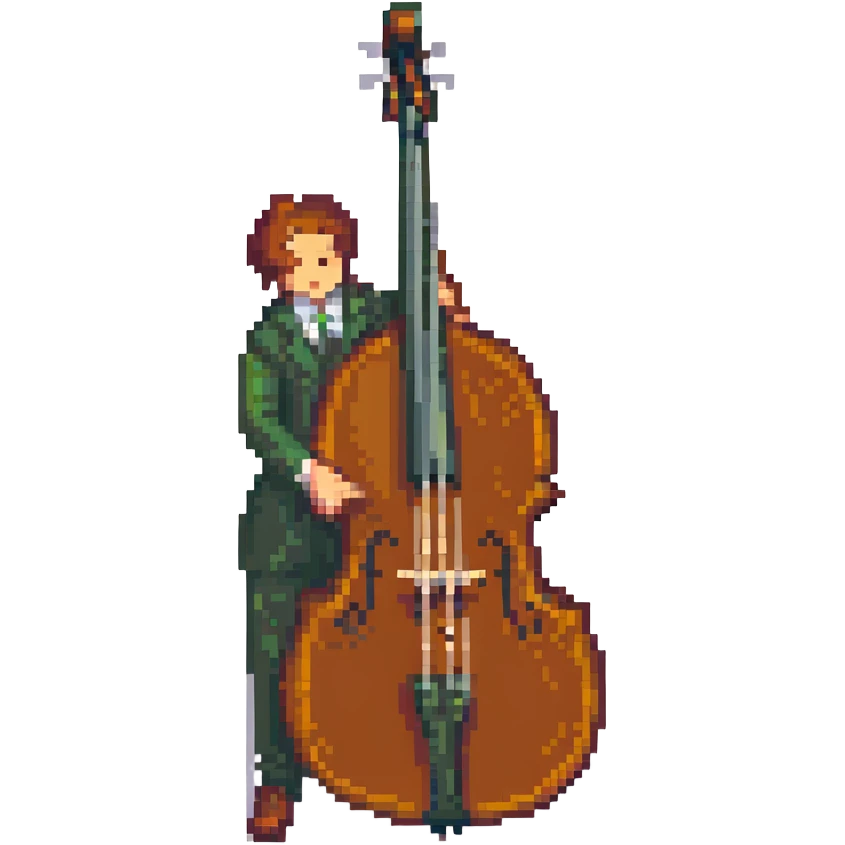 upright bass, pixel art, simple emoji