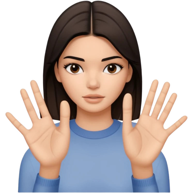 kendall jenner sagt stop und zeig mit einer handinnefläche stop ihre finger liegen aneinander emoji