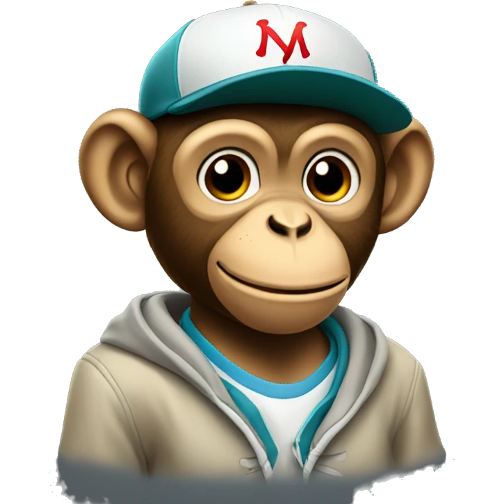 monkey with a baseball hat and sweatshirt emoji