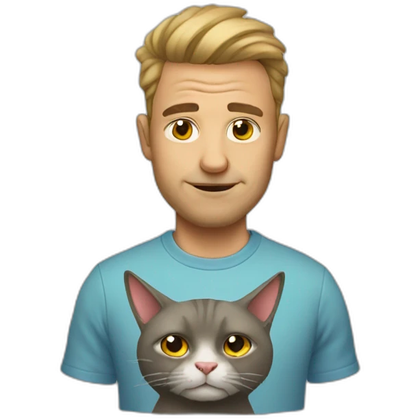 ugly man with a cat emoji