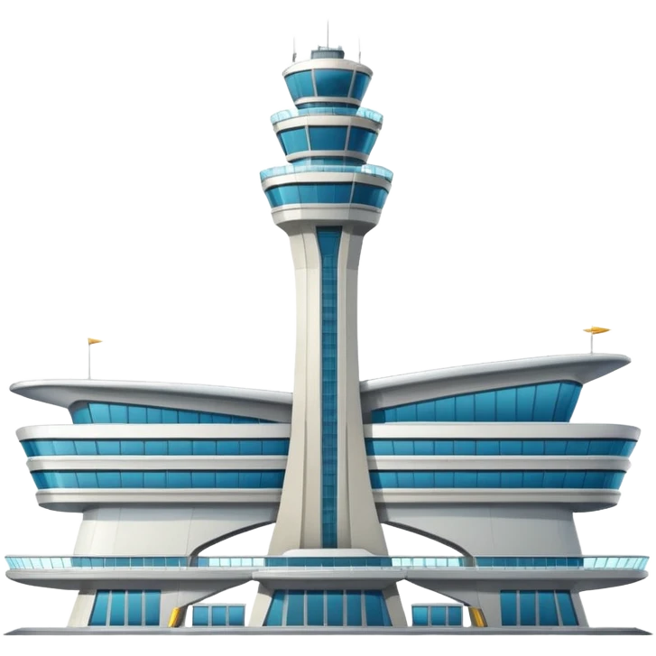 airport emoji, airport terminal, control tower, runway, airplane emoji