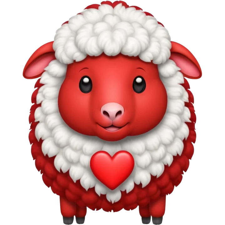 make an emoji with a red sheep. but make a sheep with a heart. but make it more animated like from animated movie and make it different from sheep you’ve made before  emoji