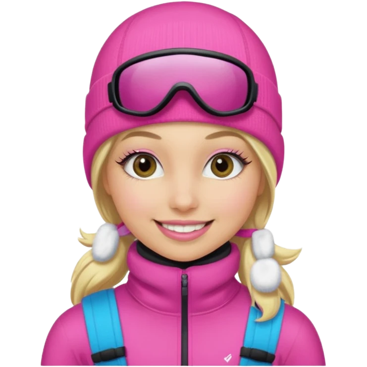 blonde girl wearing pink ski mask with pretty eyelashes  emoji