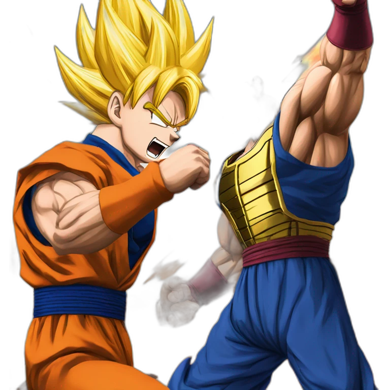 Goku and Vegeta engaged in an epic battle emoji