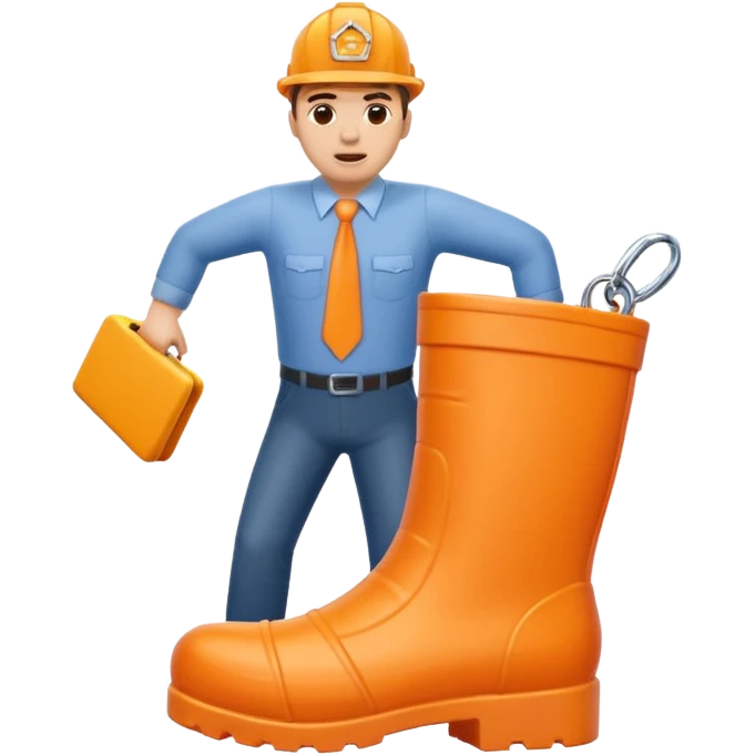 Giant orange boot stepping on an office worker  emoji