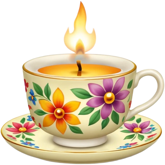 flower patterned teacup candle emoji