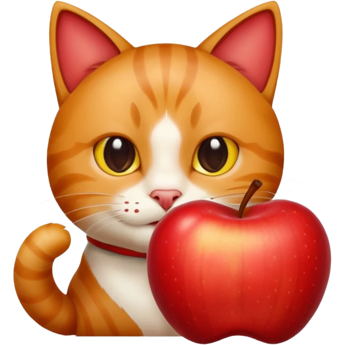 Cat eating a apple emoji