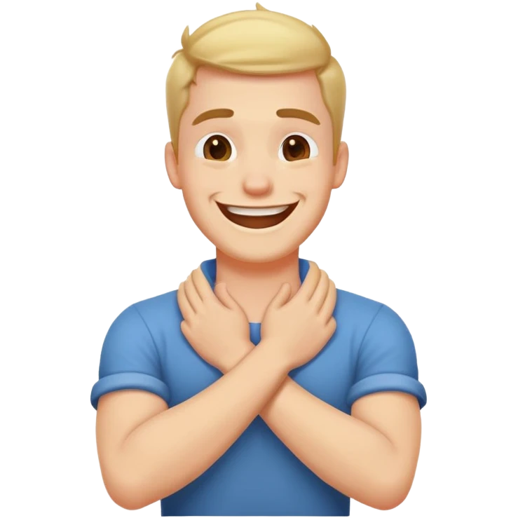 Arms crossed holding neck laughing guy emoji