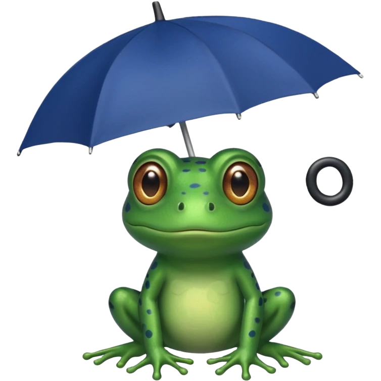 Frog hold small dark blue umbrella emoji